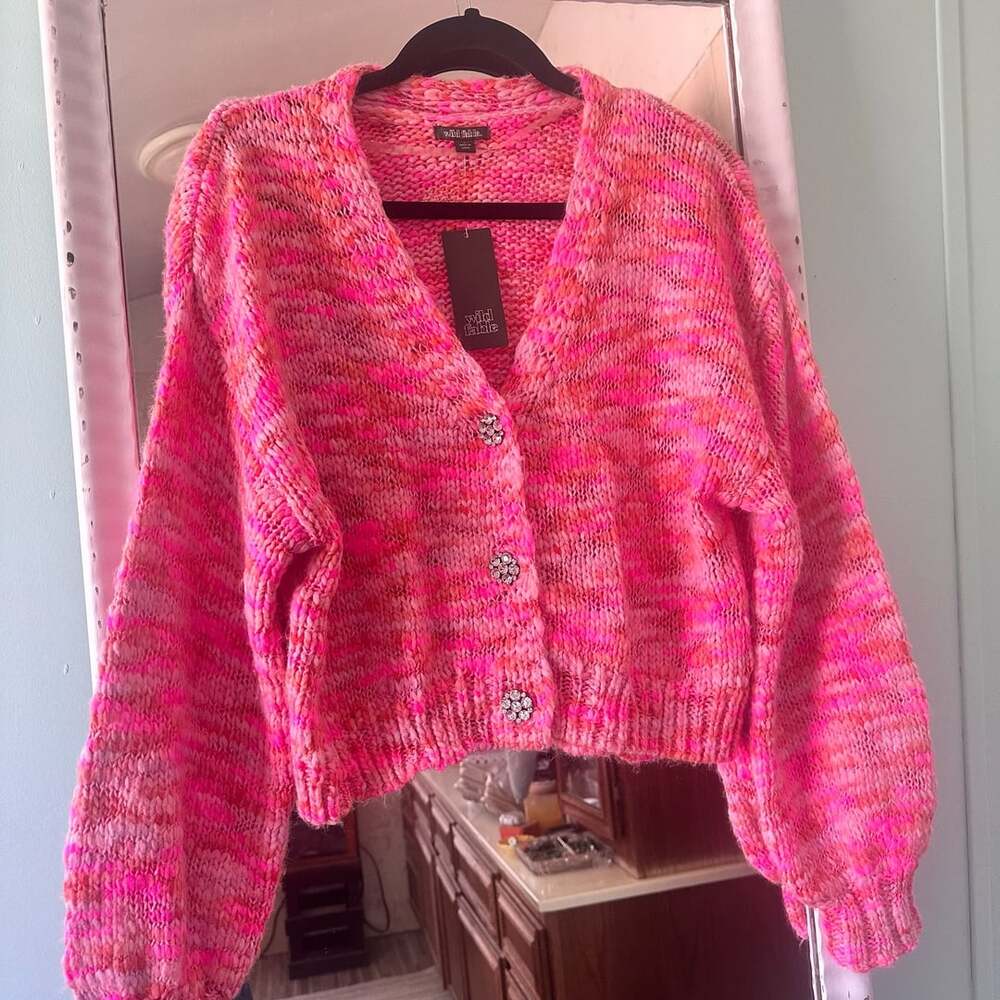 Wild Fable Pink Spacedye Crop Cardigan